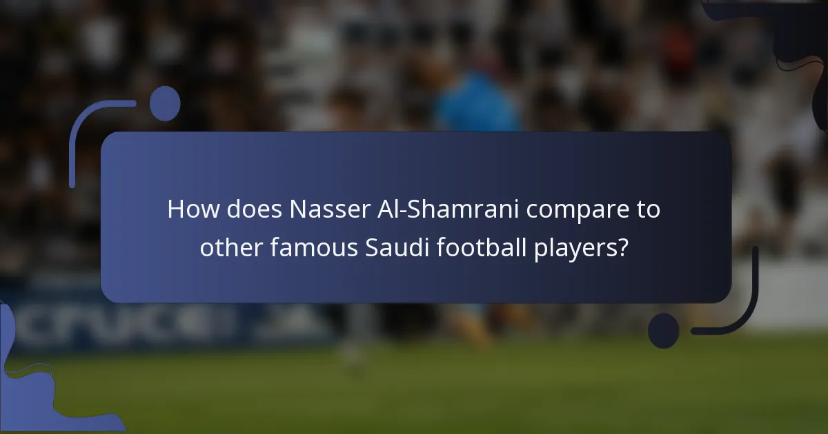 How does Nasser Al-Shamrani compare to other famous Saudi football players?